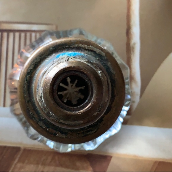 Vintage Glass Brass Doorknob - Picture 6 of 13